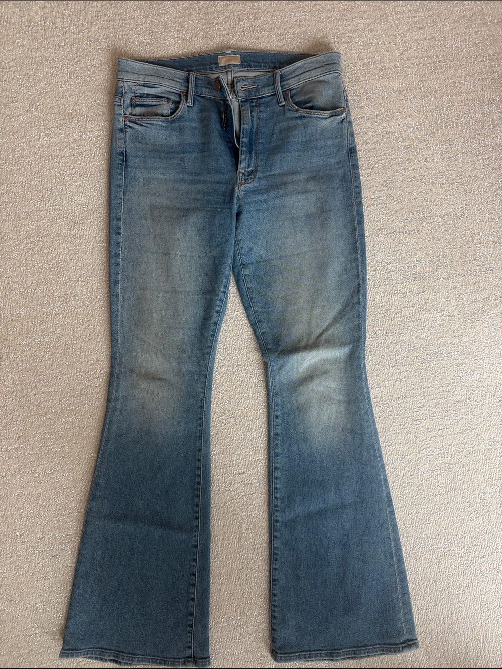 MOTHER Light Blue Flare Jeans - Faded Vintage Wash